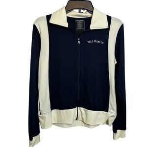 Polo Jeans Co Ralph Lauren blue and white preppy full zip jacket Medium  vtg y2k